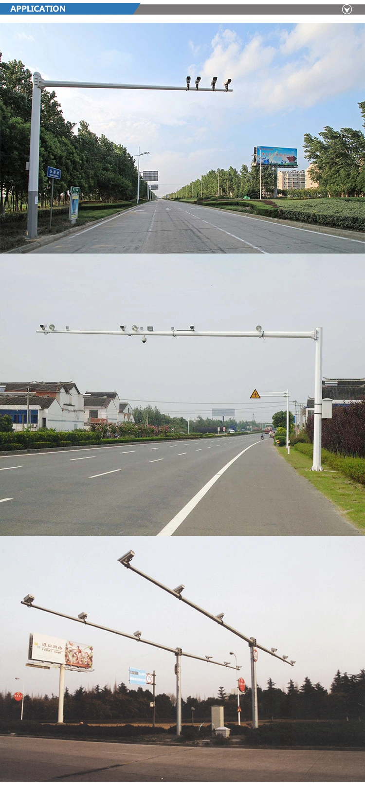 Hot DIP Galvanized Cantilever Traffic Signal Light Pole Traffic Sign Board Pole Traffic Camera CCTV Pole Traffic Combination Pole