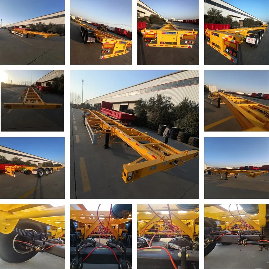 Brand New 3-Axle Skeleton Trailer for Sale in China, 40-Foot 3-Axle 60-Ton Container Transport Trailer for Sale in Ghana