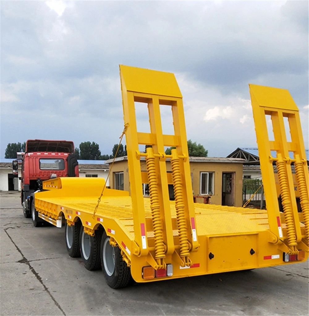 New 3 Axles Ton Low Bed Low Loader Semi Trailer for Excavator Transport